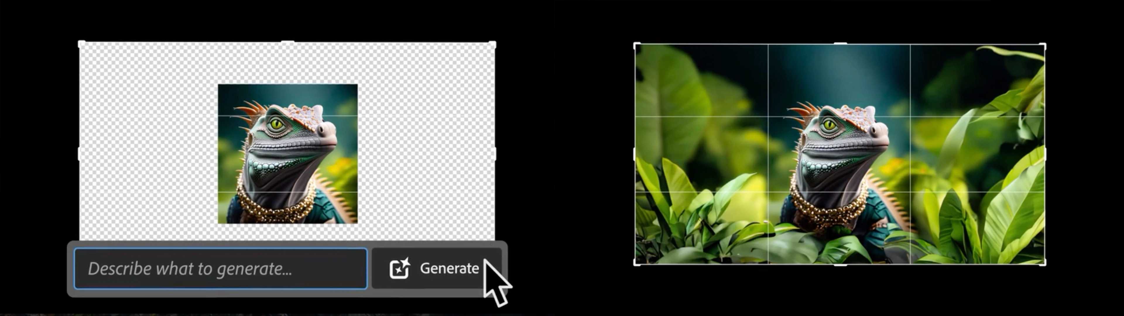 Adobe Photoshop generatiivinen täyttö kuvan laajentaminen